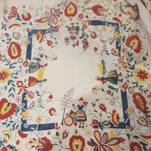 Vintage Tablecloth, Folk Print